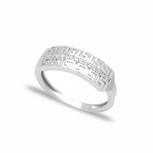 Greek Key Eternity Cluster <b>Ring</b> <b>CZ</b> Stone Turkish Handmade Wholesale 925 Sterling Silver Fine Jewelry - Product Image 2