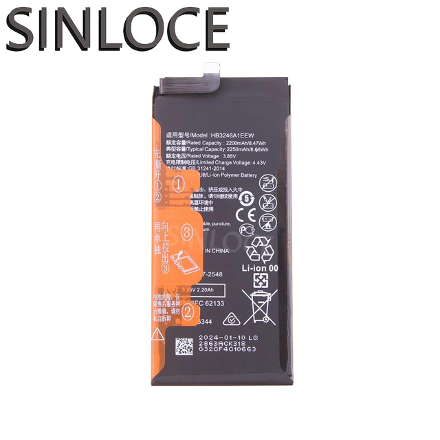 SINLOCE Wholesale High Quality Production Mobile Cell Phone Battery Factory for MateXS HB3246A1ECW