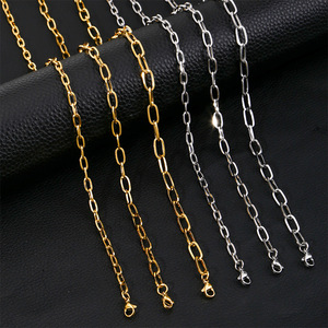 Minimalista Não Tarnish 4/5/6mm 18K Banhado A Ouro Aço Inoxidável Paperclip Cadeia Colar para Homens Mulheres - Product Image 5