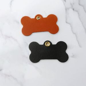 PU Leather Bone Shape Pet ID <b>Tags</b> Dog <b>Cat</b> Pet Name Label Identification <b>Tags</b> for Pet Name Craft - Product Image 2