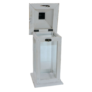MAGI-farol decorativo para boda, Blanco antiguo, <span class=keywords><strong>madera</strong></span> <span class=keywords><strong>de</strong></span> vidrio, rústico, para decoración <span class=keywords><strong>de</strong></span> mesa - Product Image 3