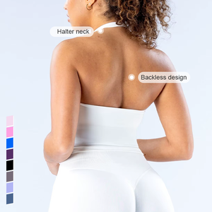 Top Deportivo Halter de Alta Elasticidad para <span class=keywords><strong>Mujer</strong></span>, Transpirable, con Espalda Descubierta y Cuello Cuadrado, Chaleco Deportivo para <span class=keywords><strong>Gimnasio</strong></span>, Top de Yoga Sin Costuras - Product Image 3
