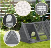 Clapier à lapins Petit poulailler Extérieur Cage à caille à cadre en A avec 2 portes et cage de course Clapier à caille triangulaire en bois pour petit animal