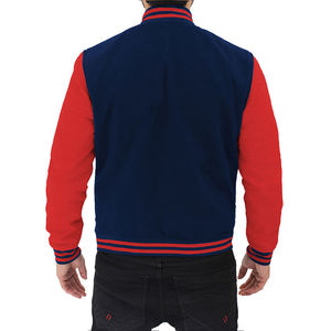 เสื้อแจ็กเก็ตเบสบอลสำหรับผู้ชายมีแขนหนังลายปักโลโก้ออกแบบได้ตามต้องการ - Product Image 2