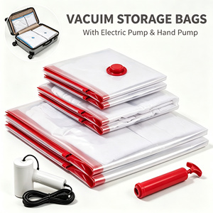 Transparent Vacuum Storage <b>Bags</b> <b>Compression</b> Organizer Pouches With Electric Pump and Hand Pump for Travel and Closet - Product Image 1
