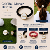 Marcador de Golf de Aleación de Zinc con Logotipo Personalizado al por Mayor, Chapado en Oro y Níquel, con Resina Epoxi, Doble Uso como Coletero, Marcador de Pelota de Golf, Regalo para Mujeres Golfistas
