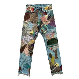 DiZNEW High Quality Factory OEM Exclusive Custom Design Logo Patchwork Slim Fit Jeans For Men 2023 From China