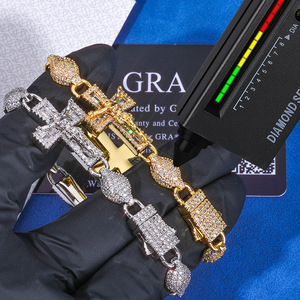 Hip Hop Micro Pave Moissanite Rosary <b>Beaded</b> Cross <b>Bracelets</b> 18K Real <b>Gold</b> Plated S925 Silver Custom Fine Jewelry Wholesale B2B - Product Image 5