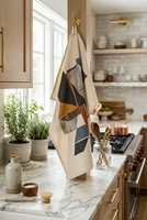 Serviette de cuisine en coton au design brutaliste puissant, motif géométrique à blocs artistiques