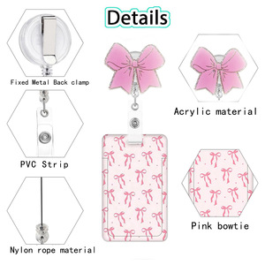 En stock: Juego de credenciales de identificación verticales UV de doble cara con broche de acrílico tipo pajarita y patrones imprimibles. - Product Image 2
