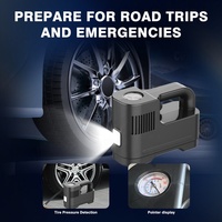 150PSI High Power Copper Nozzle Multifunction Portable Lighting Tire Pressure Pointer Hand Vehicle Wired Tyre Inflator