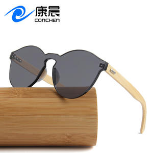 แว่นกันแดดทรงไม้ไผ่ไร้กรอบ เลนส์พีซีสีดำ ป้องกันรังสียูวี 400 สำหรับทุกเพศทุกวัย แฟชั่นสำหรับการเดินทาง ขับรถ กันแดด ระดับ 2 - Product Image 2