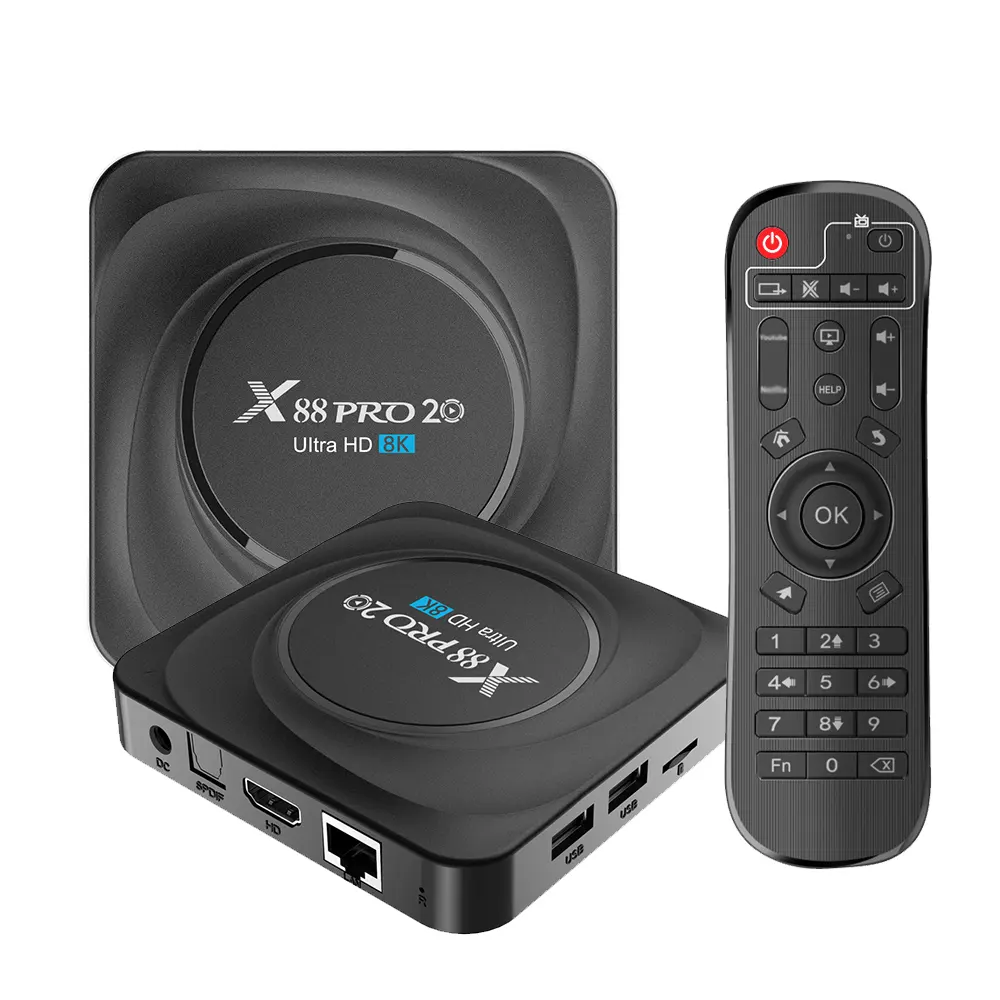 Kotak Tv Android X88 PRO 20, Tv Box Pintar 4GB 8GB RAM 32GB 64GB 128GB ROM RK3566 2.4G/5.8G Dual Band Wifi 1000M Android 11