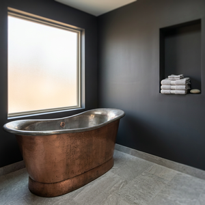 Bañera Ecológica para Adultos, Bañera de Cobre Independiente para Baño, Bañera Rectangular con Tapa, Duradera y Ecológica - Product Image 1