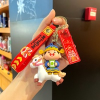 Porte-clés en silicone imprimé 5 couleurs, style chinois traditionnel, motif dessin animé mignon et coloré, série Cheval du Nouvel An 2026, pour la prospérité