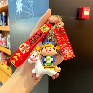 سلسلة مفاتيح سيليكون بتصميم إبداعي على الطراز الصيني التقليدي لعام 2026 (سنة حصان) مع صندوق هدايا - Product Image 2