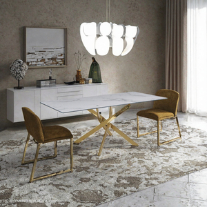 Table à manger carrée moderne populaire pour la maison, en verre trempé de 10/12 mm, 4 places, design italien royal de luxe, meubles de salle à manger en métal - Product Image 3