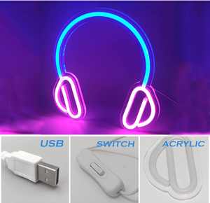 <span class=keywords><strong>Casque</strong></span> suspendu acrylique néon alimenté par Usb Led <span class=keywords><strong>casque</strong></span> enseigne au néon <span class=keywords><strong>pour</strong></span> mur <span class=keywords><strong>Audio</strong></span> salle de jeu Studio fête Bar Gamers décor - Product Image 4