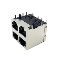 Connecteurs Ethernet RJ45 modulaires empilables Coorle 5921 2x2 ports, femelles, blindés, entrée latérale, soudure DIP, boîtier PBT noir