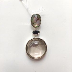 925 Silver Smoky Quartz\<b>Abalone</b> <b>Shell</b> Pendant - Product Image 1