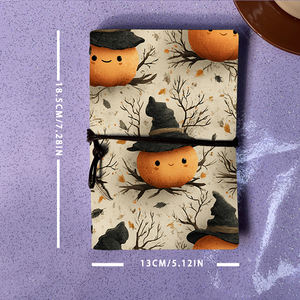 Vintage A6 fait à la main cahier cravate fermeture Pages amovibles cadeau attentionné pour les amateurs de vin citrouilles <span class=keywords><strong>sorcière</strong></span> chapeaux Branches Le - Product Image 4