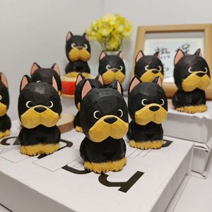 Sculpture sur bois personnalisée de chien <span class=keywords><strong>Dubin</strong></span>, ornement de bureau en forme d'animal du zodiaque, artisanat en bois - Product Image 5