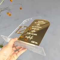 Numéros de table de mariage en miroir doré givré arqué en acrylique personnalisé avec panneau de menu