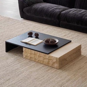 Wabi Sabi Coffee <b>Table</b> <b>Wood</b> <b>Top</b> Modern Simple Design For Living Room - Product Image 1