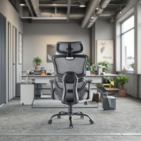 Chaise de bureau pivotante de luxe pour la maison, chaise de direction ergonomique moderne à dossier haut en maille avec appui-tête 3D réglable et base coulissante