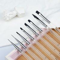 Ensemble de 8 pinceaux professionnels pour nail art avec manche pailleté antidérapant, virole argentée, et pochette pour la peinture au gel UV et le detailing