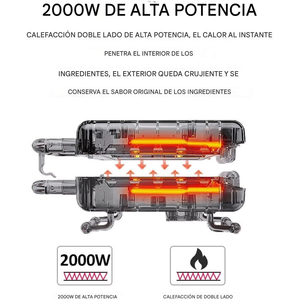 Plancha Eléctrica Antiadherente de PTFE con Apertura de 180°, Placa de Cocción Doble Desmontable, 1500W, Digital, Sin Humo, de Acero Inoxidable - Product Image 2