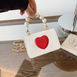 Dompet selempang Mini Korea musim gugur, bahan PU bentuk cinta lucu dengan rantai pita untuk wanita dan anak perempuan untuk Hari Valentine - Product Image 1