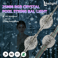 Guirnalda de Luces LED RGB de 25mm con Píxeles de Cristal, UCS1903, DC12V, IP67, Brillo de 360 Grados, para Exhibiciones Comerciales, Eventos, Instalaciones Artísticas y Decoración