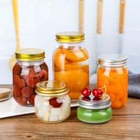 Bocaux Mason en verre de 32oz 1000ml 1L à large ouverture avec couvercle en métal doré hermétique