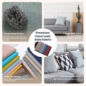 Textiles y Decoración para el Hogar, Tela con Aspecto <span class=keywords><strong>de</strong></span> Lino, Tela <span class=keywords><strong>de</strong></span> Poliéster con Aspecto <span class=keywords><strong>de</strong></span> Lino para Tapicería <span class=keywords><strong>de</strong></span> Sofás, Sillas, Cojines, Manteles - Product Image 3