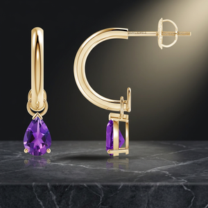 Pendientes de Aro Vaayu Jewels de Oro 10K 14K 18K y Plata 925 935 con Amatista, Corte Pera, Estilo Vintage, para Uso Diario, Chapados en Oro para Mujer - Product Image 1