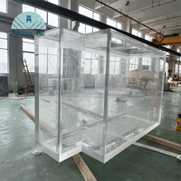 TOMATO INC Acuario de Diseño Moderno Cuadrado de Acrílico, Sistema de Acuario de Acrílico con Mueble para Peces
