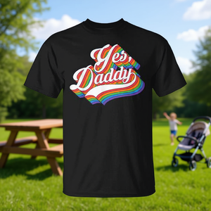 Camiseta Yes Daddy con diseño de arcoíris, regalo humorístico para el día del padre, para el nuevo papá - Product Image 3