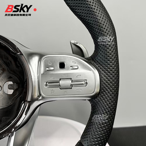 Adecuado para <span class=keywords><strong>Mercedes</strong></span> <span class=keywords><strong>Benz</strong></span> W213 C238 W463 W464 W222 C217 CLS C257 W205 C63 Volante de cuero semiperforado de Estilo negro - Product Image 6