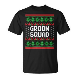 T-shirt de Noël pour la bande de marié, style pull moche, col rond, manches courtes, impression numérique, cadeaux de mariage pour homme adulte - Product Image 1