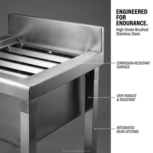 Évier utilitaire professionnel robuste autoportant en acier inoxydable pour serpillères - Product Image 6