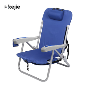 Chaise de plage pliable portable en aluminium moderne Kejie pour l'extérieur avec pare-soleil - Product Image 1