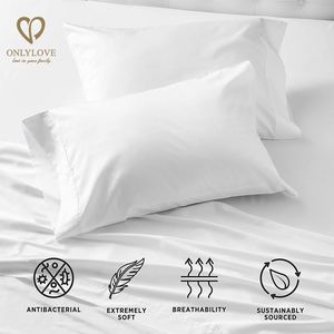 Nouvel ensemble de draps en coton de bambou biologique antibactérien uni, rafraîchissant, naturel et doux, 300 fils, vente en gros <span class=keywords><strong>2021</strong></span> - Product Image 3