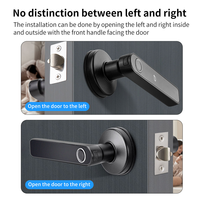 Poignée de porte intelligente Tuya avec serrure à levier réglable US 60/70, biométrique, par empreinte digitale et code, pour porte intérieure en bois de chambre à coucher (OEM)
