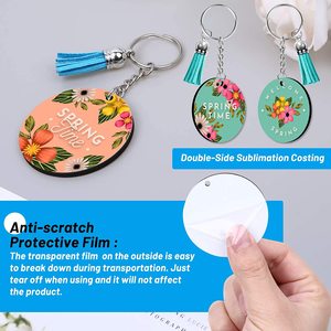 Produits de porte-clés de sublimation 80 pièces porte-clés étiquette en vrac avec des blancs ronds double face de transfert de chaleur de 2 pouces - Product Image 2