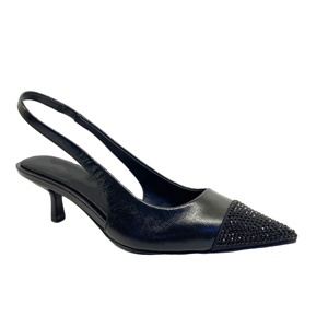 Sandales à talons hauts en cuir de luxe pour femme, style slingback, à enfiler, couleur unie, pour l'été en extérieur, avec talon compensé - Product Image 1