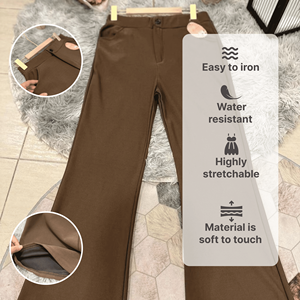 Elegantes pantalones bootcut largos para mujer Mezcla de algodón de LICRA transpirable con cremallera frontal y aspecto minimalista moderno - Product Image 6