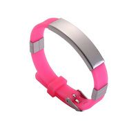 Pulsera deportiva de silicona personalizada de acero inoxidable con circonita, diseño étnico y colorido, ajustable, con barra de identificación curva y cinta de rompecabezas para autismo