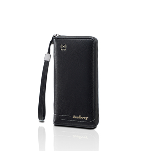 Nuovo <span class=keywords><strong>Portafoglio</strong></span> Baellerry RFID con Cerniera per Giovani, Grande Capacità, Multi Scomparto, Fermasoldi per Uomo, Minimalista, Nero, Lungo - Product Image 1