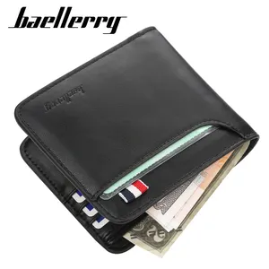 2021 baellerry时尚纯素PU皮革复古三折紧凑型男式钱包